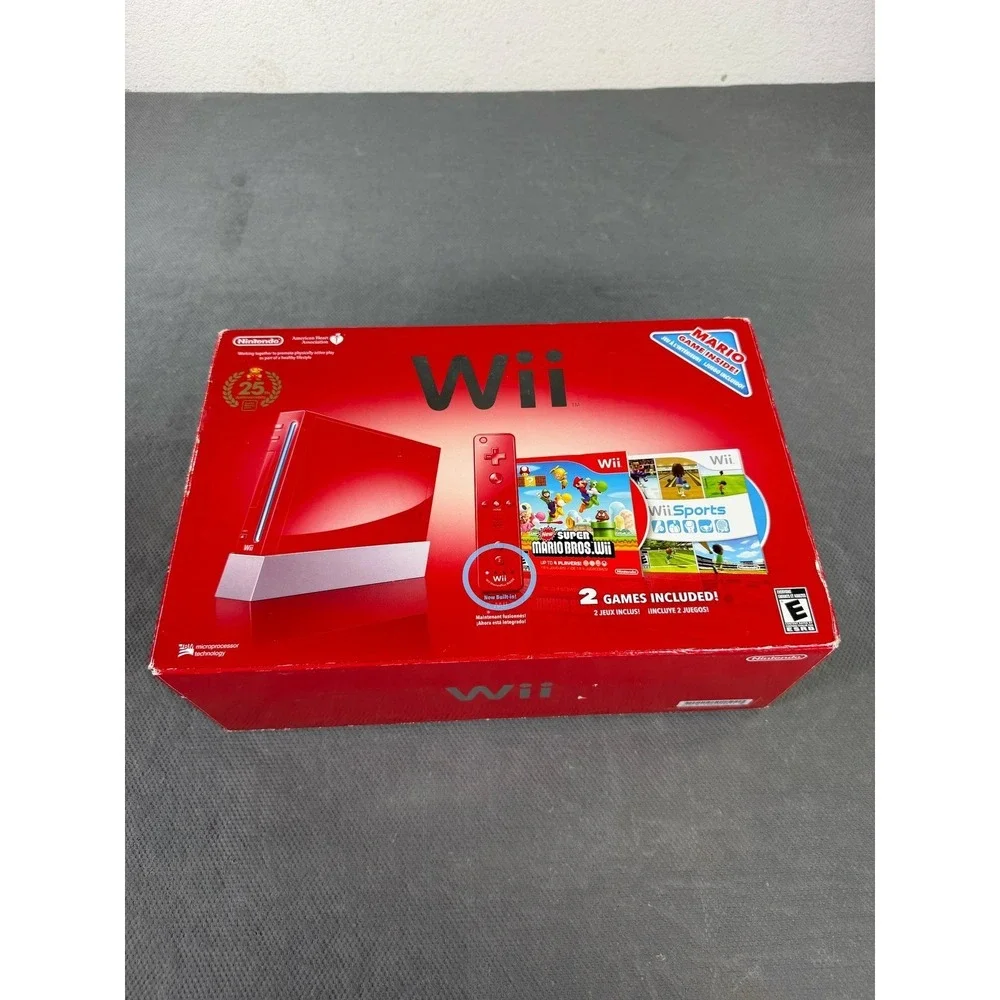 Nintendo Wii 25th Anniversary Edition Red Console Bundle Mario Bros Wii Sports